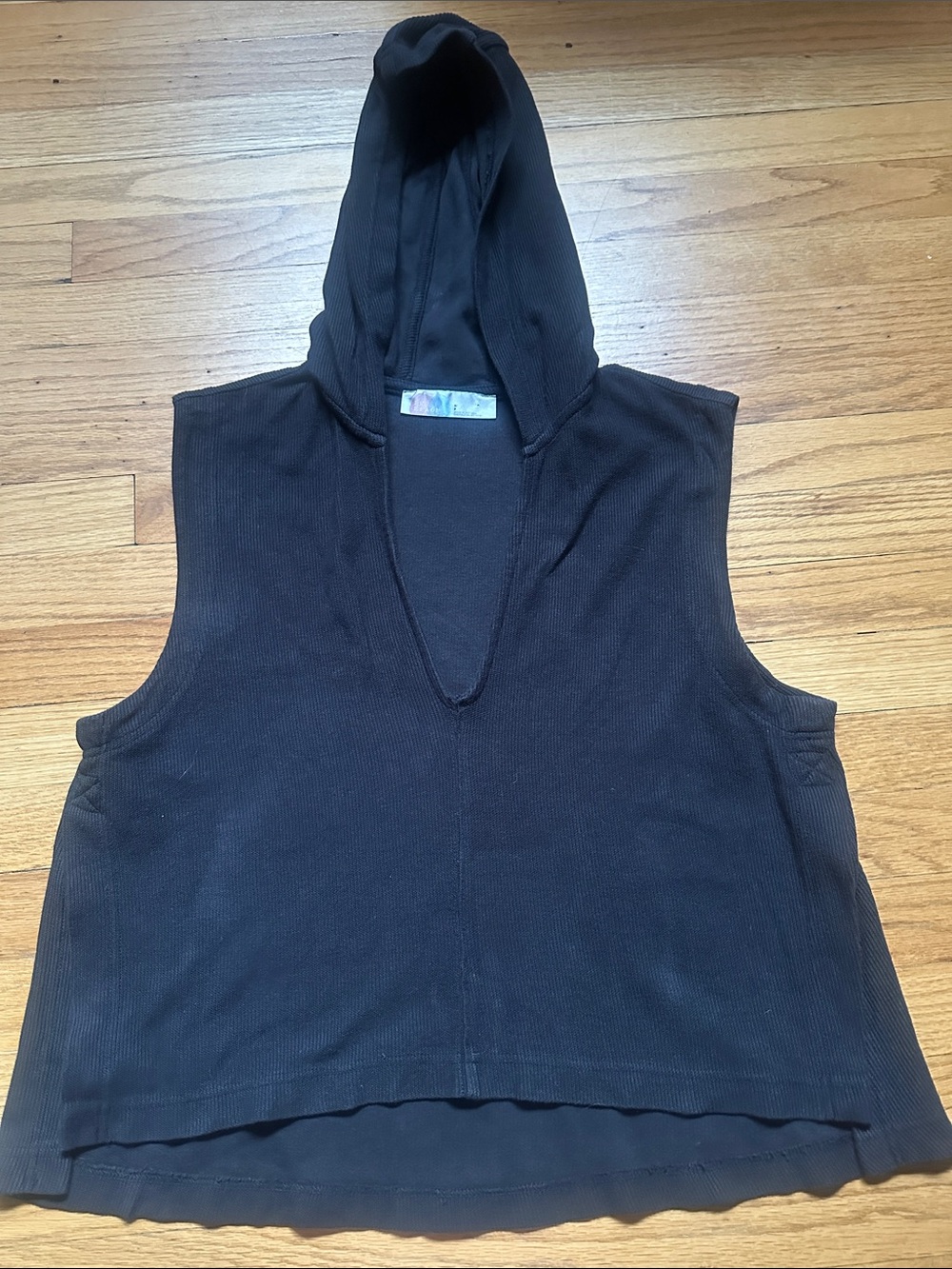 Free People Beach S/P Black Sleeveless Hooded Women’s beach coverup top
